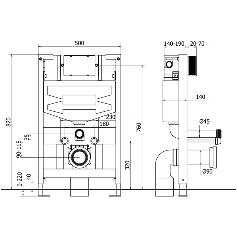 Mexen Fenix XS-F Concealed Cistern Frame for WC - 60800