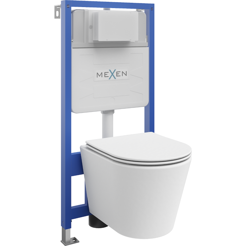 Mexen Rico WC Concealed Set Fenix Slim Frame with WC Bowl and Soft-Close Seat, Matte White - 61030724001