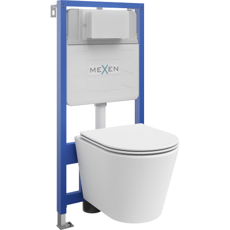 Mexen Fenix Slim Concealed WC Frame Set with Rico WC Bowl and Soft-Close Seat, Matte White - 61030724001