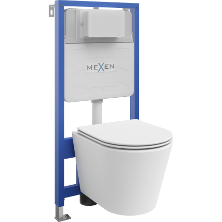 Mexen Rico WC Concealed Set Fenix Slim Frame with WC Bowl and Soft-Close Seat, Matte White - 61030724001