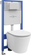 Mexen flush-mount Felix Slim toilet frame and bowl set Rico and soft close toilet seat set, White matt - 61030724001