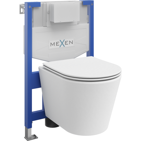 Mexen Rico WC Concealed Set Fenix XS-F Frame with WC Bowl and Soft Close Seat, Matte White - 68030724001