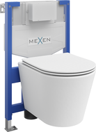 Mexen flush-mount Felix XS-F toilet frame and bowl set Rico and soft close toilet seat set, White matt - 68030724001