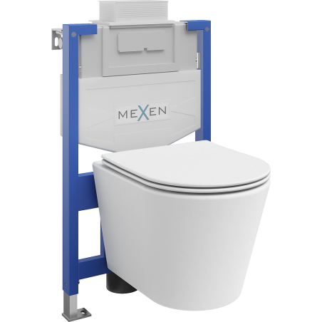 Mexen flush-mount Felix XS-U toilet frame and bowl set Rico and soft close toilet seat set, White matt - 68530724001
