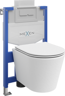 Mexen flush-mount Felix XS-U toilet frame and bowl set Rico and soft close toilet seat set, White matt - 68530724001