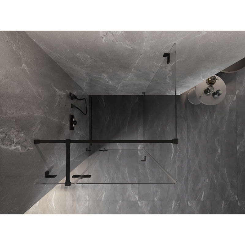 Mexen Lunar T hinged left shower enclosure 70 x 70 cm, transparent, black - 834T-070-070-70-00-L