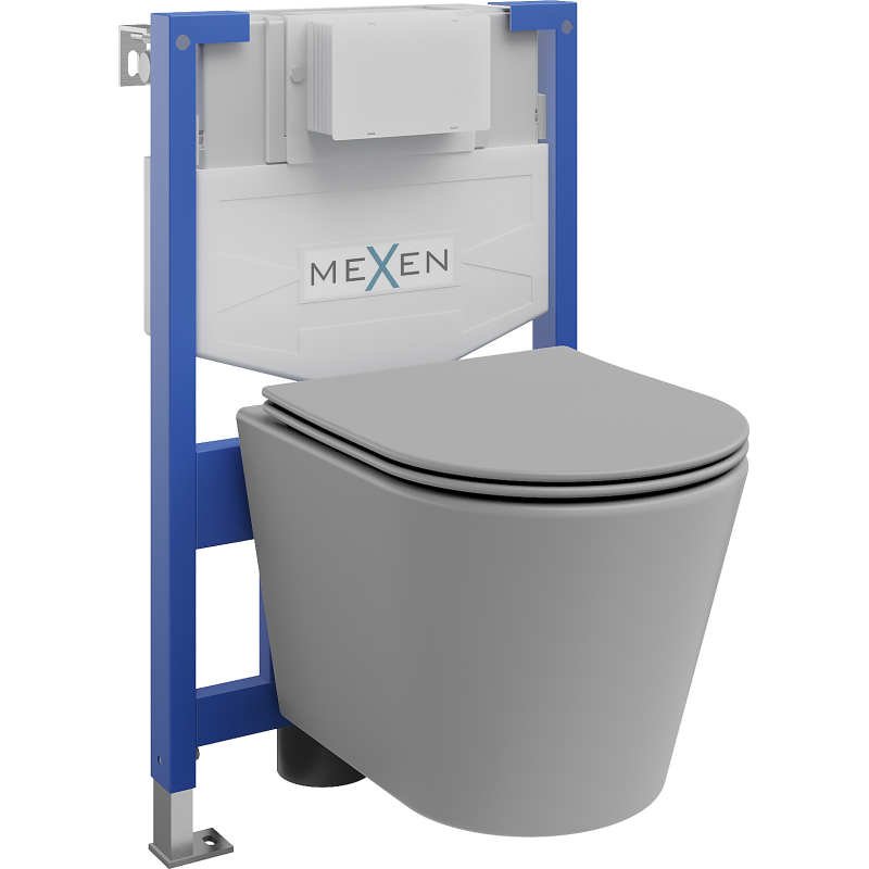 Mexen concealed toilet system Fenix XS-F with Rico toilet bowl and soft-close seat, light grey matte - 68030724061