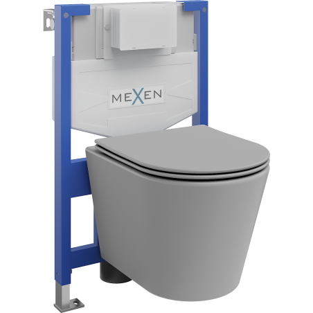 Mexen concealed toilet system Fenix XS-F with Rico toilet bowl and soft-close seat, light grey matte - 68030724061