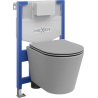 Mexen flush-mount Felix XS-F toilet frame and bowl set Rico and soft close toilet seat set, Light grey matt - 68030724061