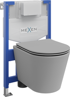 Mexen flush-mount Felix XS-F toilet frame and bowl set Rico and soft close toilet seat set, Light grey matt - 68030724061