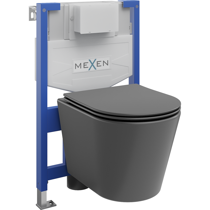 Mexen Rico concealed WC set Fenix XS-F with toilet bowl and soft-close seat, dark gray matte - 68030724071