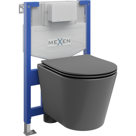 Mexen Rico concealed WC set Fenix XS-F with toilet bowl and soft-close seat, dark gray matte - 68030724071