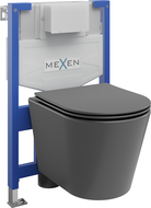 Mexen flush-mount Felix XS-F toilet frame and bowl set Rico and soft close toilet seat set, Dark grey matt - 68030724071