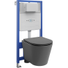 Mexen Fenix Slim Concealed WC Set with Rico Toilet Bowl and Soft-Close Seat, Dark Grey Matt - 61030724071