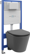 Mexen flush-mount Felix Slim toilet frame and bowl set Rico and soft close toilet seat set, Dark grey matt - 61030724071