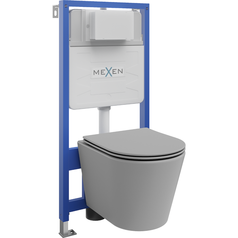 Mexen WC Concealed Set Fenix Slim Frame with Rico WC Bowl and Soft-Close Seat, Light Grey Matt - 61030724061