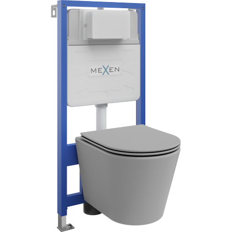 Mexen WC Concealed Set Fenix Slim Frame with Rico WC Bowl and Soft-Close Seat, Light Grey Matt - 61030724061