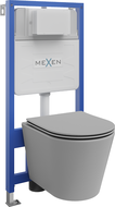 Mexen flush-mount Felix Slim toilet frame and bowl set Rico and soft close toilet seat set, Light grey matt - 61030724061