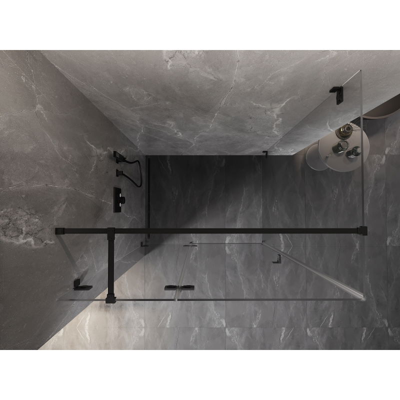 Mexen Lunar T left hinged shower cabin 100 x 90 cm, transparent, black - 834T-100-090-70-00-L