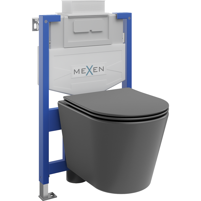 Mexen Fenix XS-U Concealed WC Frame Set with Rico WC Bowl and Soft-Close Toilet Seat, Dark Grey Matte - 68530724071