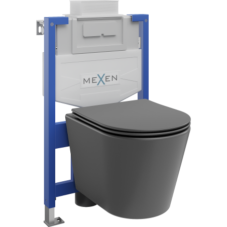 Mexen Fenix XS-U Concealed WC Frame Set with Rico WC Bowl and Soft-Close Toilet Seat, Dark Grey Matte - 68530724071