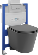 Mexen flush-mount Felix XS-U toilet frame and bowl set Rico and soft close toilet seat set, Dark grey matt - 68530724071