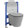Mexen flush-mount Felix XS-U toilet frame and bowl set Rico and soft close toilet seat set, Light grey matt - 68530724061