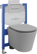 Mexen flush-mount Felix XS-U toilet frame and bowl set Rico and soft close toilet seat set, Light grey matt - 68530724061