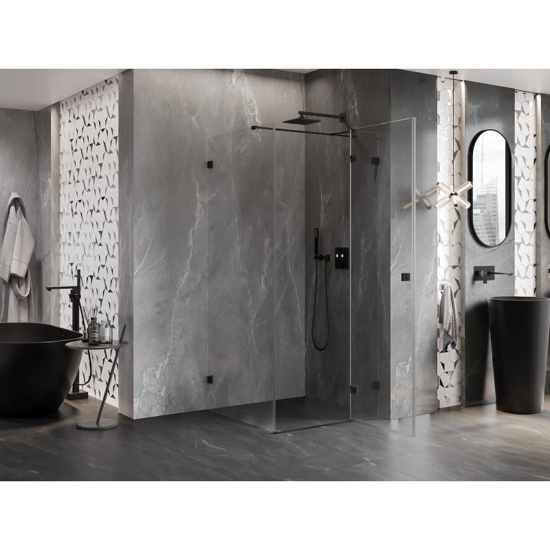 Mexen Lunar T right hinged shower cabin 70 x 70 cm, transparent, black - 834T-070-070-70-00-P