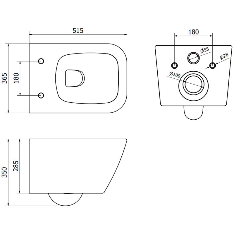 Mexen Madox Rimless WC Bowl with Soft-Close Slim Seat, Dark Grey Matte - 30154061