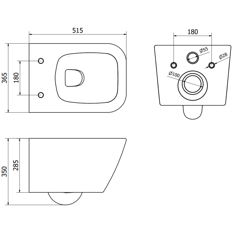 Mexen Madox Rimless WC Bowl with Soft-Close Slim Seat, Duroplast, Dark Gray Matte - 30154061