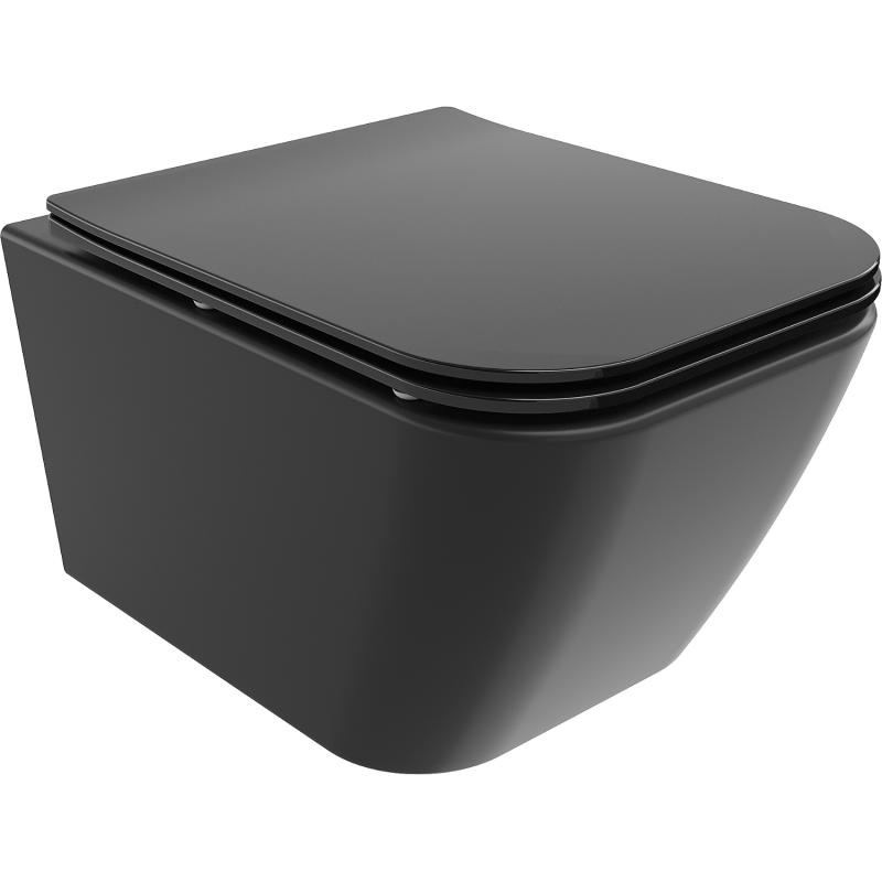 Mexen Madox Rimless WC bowl with slim, soft-close duroplast seat, matte black - 30154070
