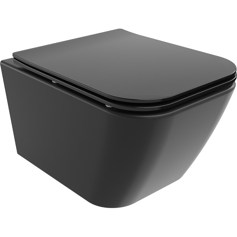 Mexen Madox Rimless WC bowl with soft-closing slim seat, duroplast, matte black - 30154070