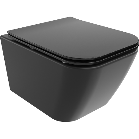Mexen Madox Rimless toilet bowl with a slim soft close toilet seat, duroplast, Black matt - 30154070