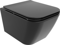Mexen Madox Rimless toilet bowl with a slim soft close toilet seat, duroplast, Black matt - 30154070