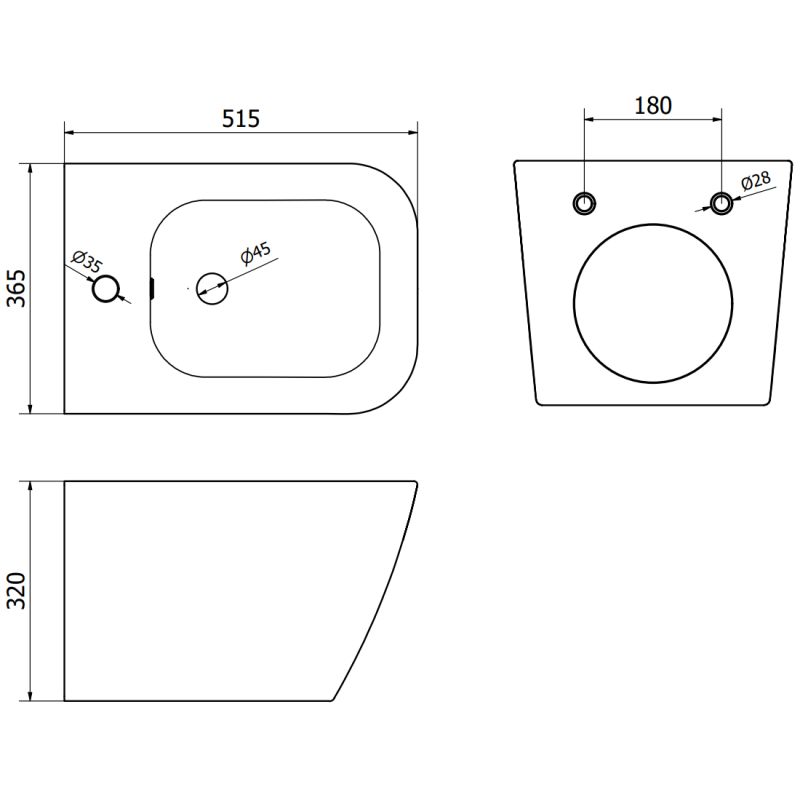 Mexen Madox hanging bidet, dark grey matte - 35155161