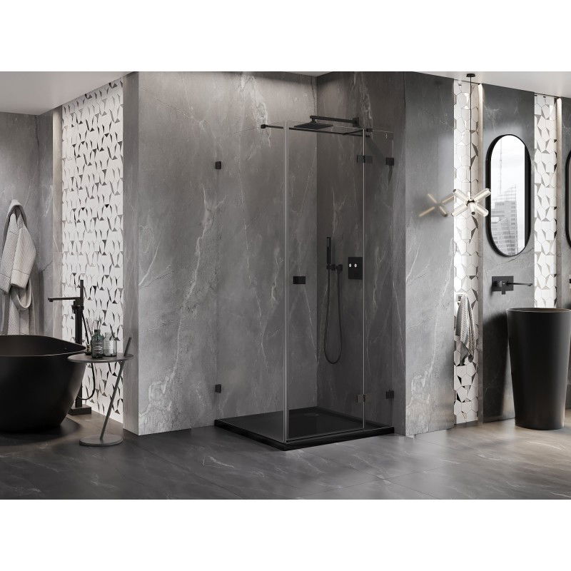 Mexen Lunar T right hinged shower cabin 80 x 80 cm, transparent, black - 834T-080-080-70-00-P