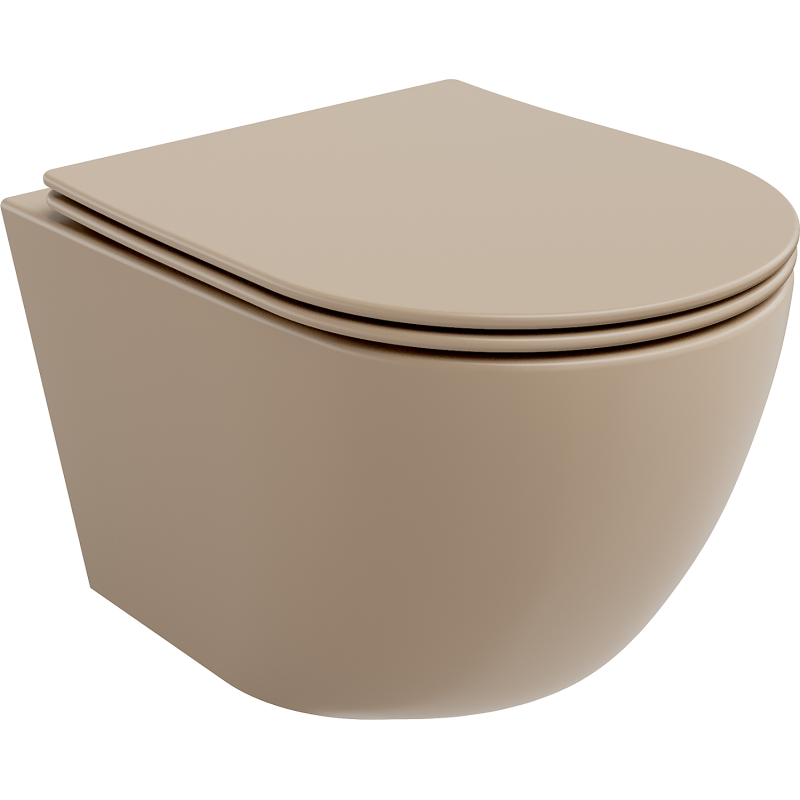 Mexen Lena Rimless toilet bowl with a slim soft close toilet seat, duroplast, Cappucino matt - 30224064
