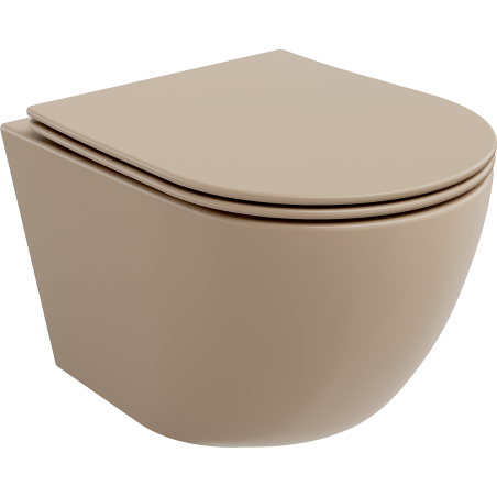 Mexen Lena Rimless toilet bowl with a slim soft close toilet seat, duroplast, Cappucino matt - 30224064