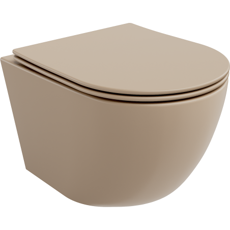 Mexen Lena Rimless WC Bowl with Soft-Close Slim Seat, Duroplast, Matte Cappuccino - 30224064