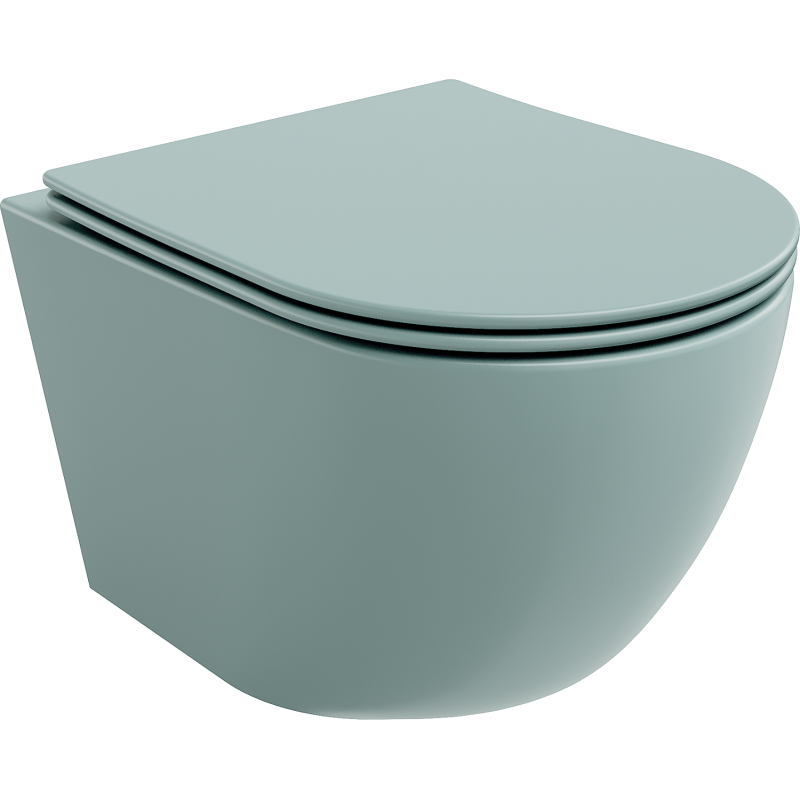 Mexen Lena rimless toilet bowl with slim soft-close duroplast seat, light green matte - 30224048