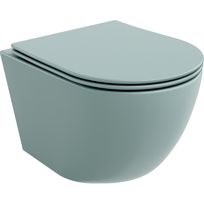 Mexen Lena Rimless toilet bowl with soft-close slim seat, duroplast, light green matte - 30224048