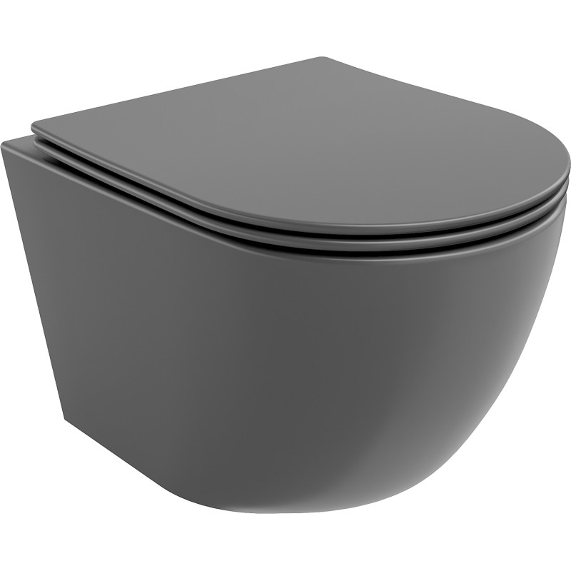 Mexen Lena Rimless WC Bowl with Slim Soft-Close Seat, Duroplast, Dark Gray Matte - 30224071