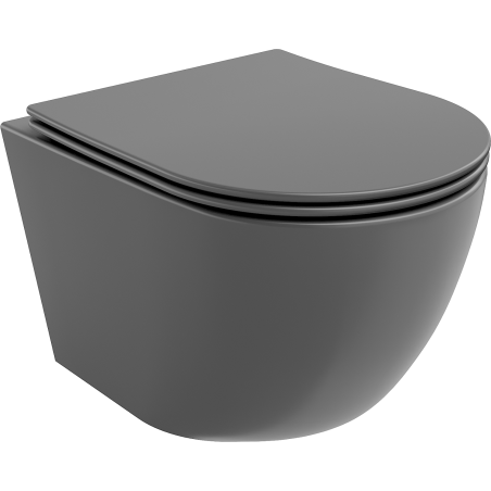 Mexen Lena rimless toilet bowl with soft-close slim seat, duroplast, dark grey matte - 30224071