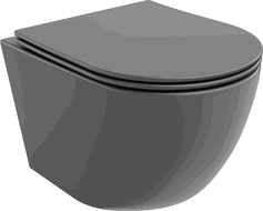 Mexen Lena Metal Rimless toilet bowl with a slim soft close toilet seat, Thermosetting polymer, Dark grey matt - 30224071
