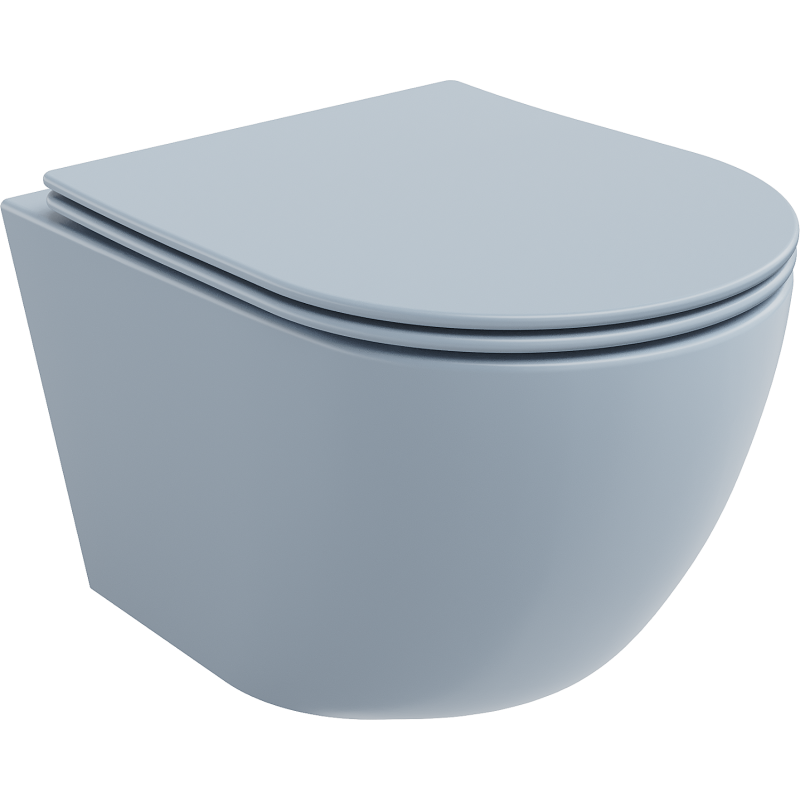 Mexen Lena Rimless WC bowl with soft-close slim seat, duroplast, gray-blue matte - 30224069