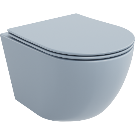 Mexen Lena Rimless WC bowl with soft-close slim seat, duroplast, grey-blue matte - 30224069