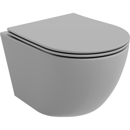 Mexen Lena rimless toilet bowl with slow-falling slim seat, duroplast, light grey matte - 30224061