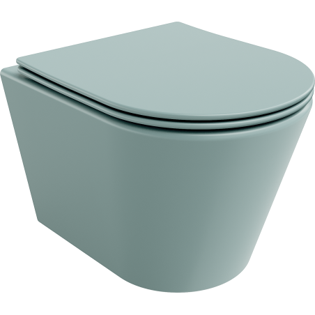 Mexen Rico rimless toilet bowl with a slim soft-close seat, duroplast, light green matte - 30724048