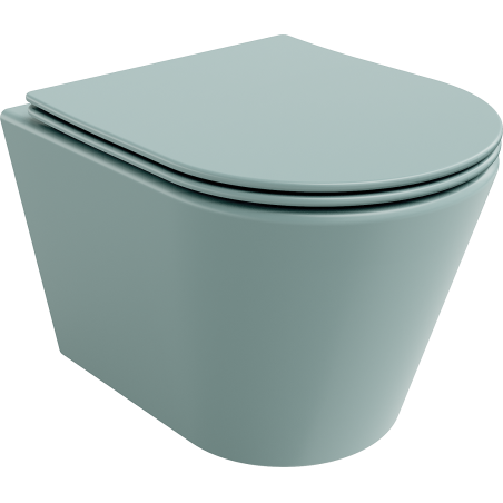 Mexen Rico Rimless WC Bowl with Slow-Closing Slim Seat, Duroplast, Light Green Matte - 30724048
